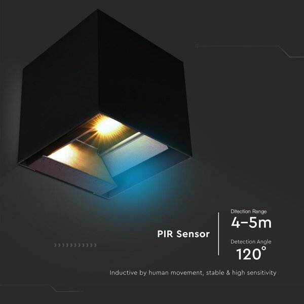 Lampada solare da parete LED con sensore 9W 3,7V 3000-5000K IP65 nera