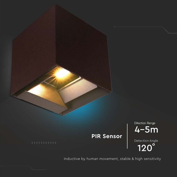 Lampada solare da parete LED con sensore 9W 3,7V 3000-5000K IP65 marrone