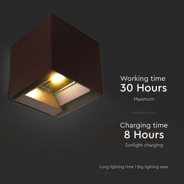 Lampada solare da parete LED con sensore 9W 3,7V 3000-5000K IP65 marrone