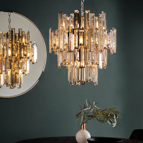 Endon 72744 - Lampadario a catena VIVIANA 12xE14/40W/230V fumo