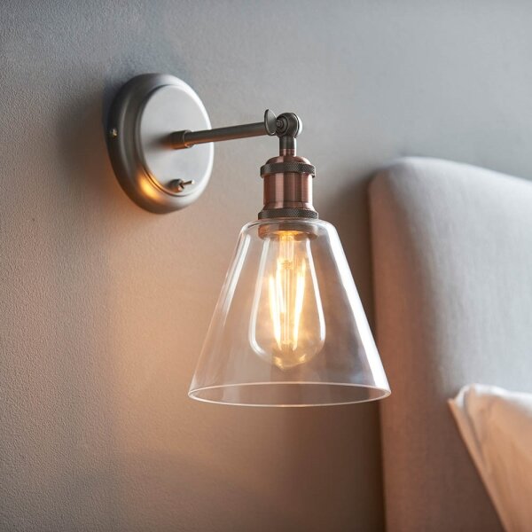 Endon 92874 -Faretto da parete HAL 1xE27/10W/230V bronzo/rame/limpido
