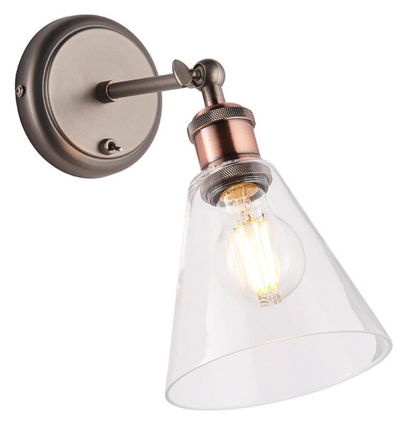 Endon 92874 -Faretto da parete HAL 1xE27/10W/230V bronzo/rame/limpido