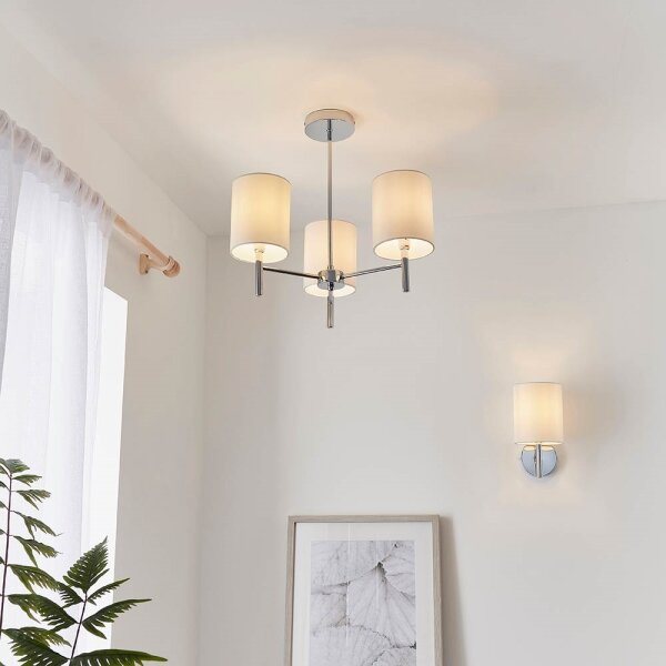 Endon 56642 - Lampadario a sospensione con supporto rigido BRIO 3xE14/40W/230V cromo lucido/bianco