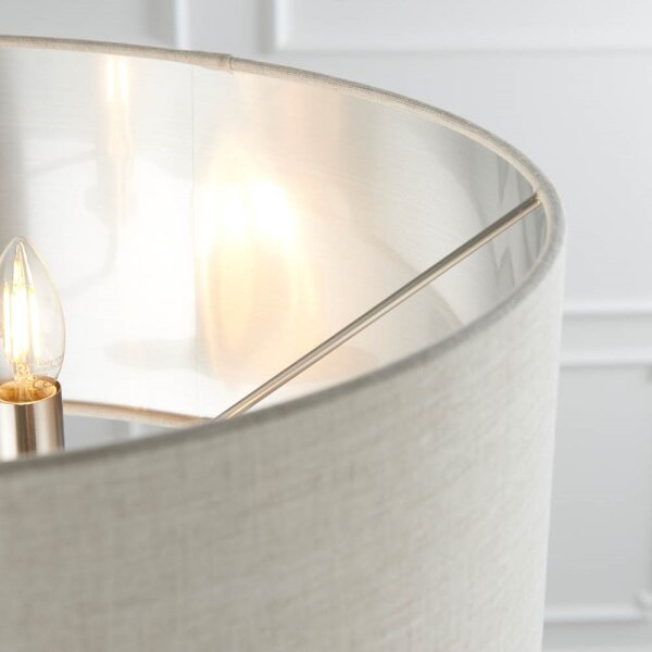 Endon 94359 - Lampada con piedistallo HIGHCLERE 3xE14/40W/230V beige/cromo lucido