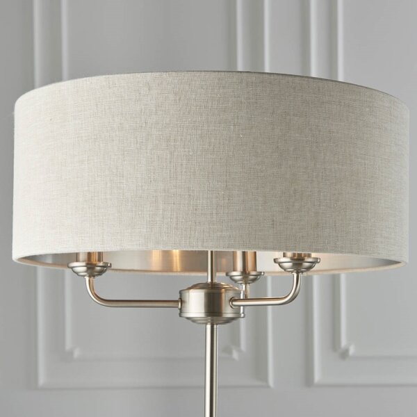 Endon 94359 - Lampada con piedistallo HIGHCLERE 3xE14/40W/230V beige/cromo lucido