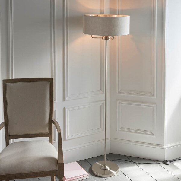 Endon 94359 - Lampada con piedistallo HIGHCLERE 3xE14/40W/230V beige/cromo lucido