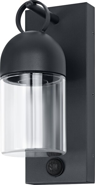 Lampada da esterno OSRAM, grigio scuro, attacco E27, grado di protezione IP65, vetro, alluminio, sensore di movimento PIR, sensore di luce diurna, durata di 25.000 h, 0-40 W