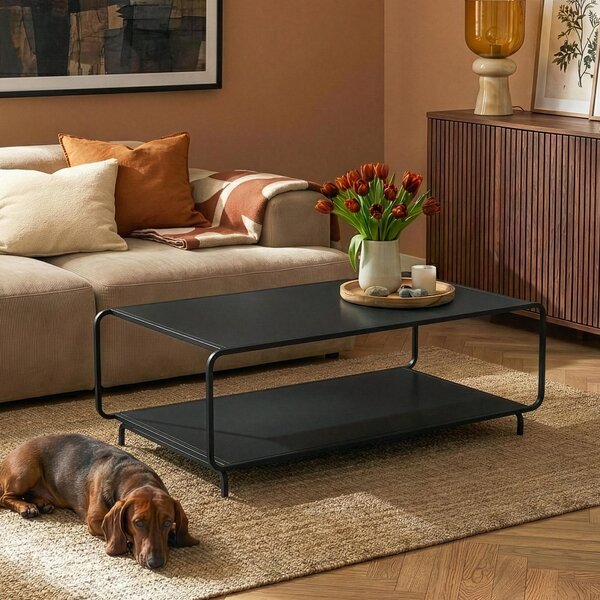 Tavolino da salotto "Færder" Tavolino da salotto 115 x 50 x 45 cm con 1 ripiano rettangolare in acciaio nero