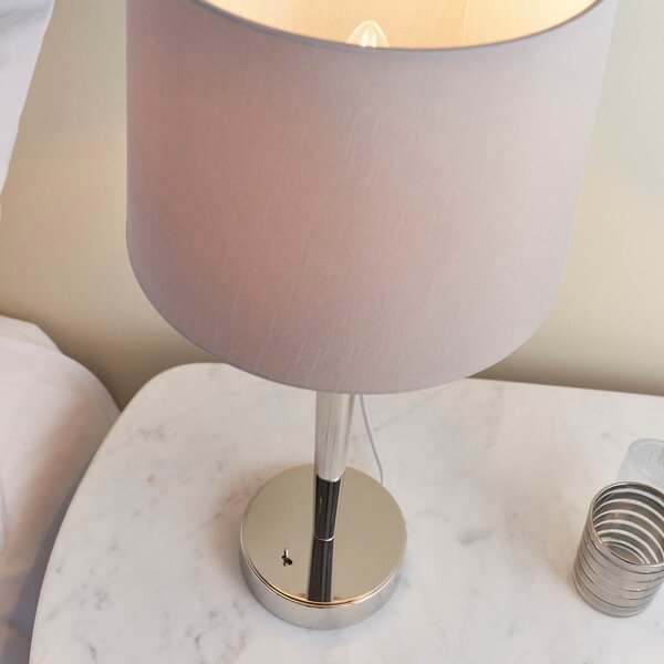 Endon 72175 - Lampada da tavolo SYON 1xE14/40W/230V cromo lucido/beige USB