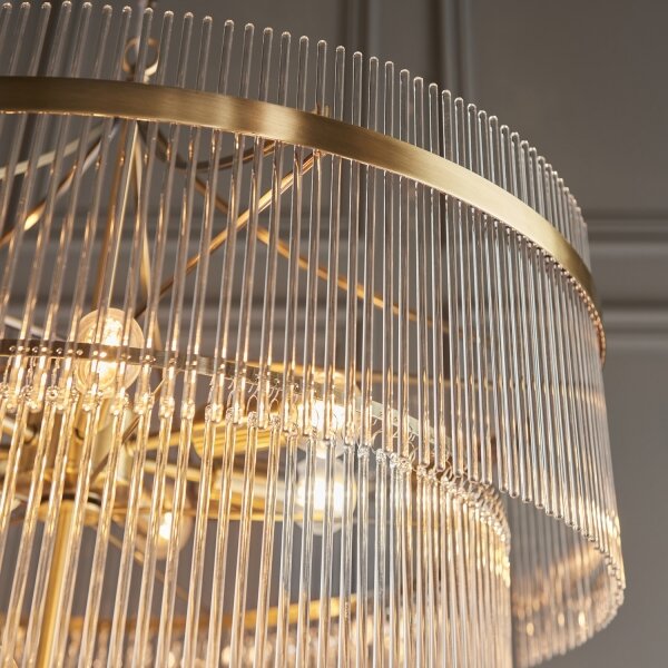 Endon 112576 - Lampadario a sospensione con catena MARIETTA 16xE14/6W/230V ottone/limpido