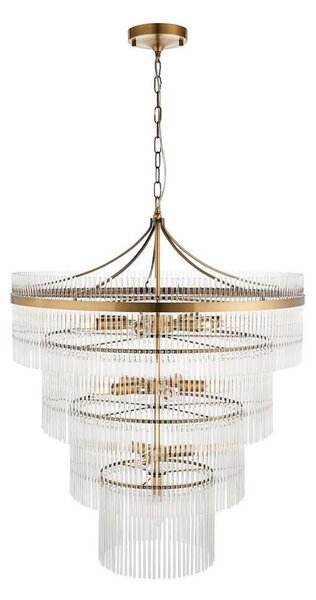 Endon 112576 - Lampadario a sospensione con catena MARIETTA 16xE14/6W/230V ottone/limpido