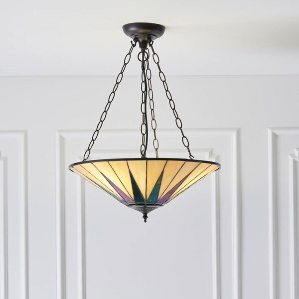 Endon 70754 - Lampadario a catena Tiffany DARK STAR 3xE27/60W/230V diam. 49 cm