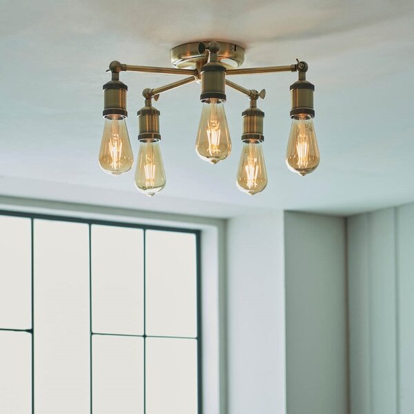 Endon 97244 - Lampada a 5 faretti HAL 5xE27/40W/230V in ottone