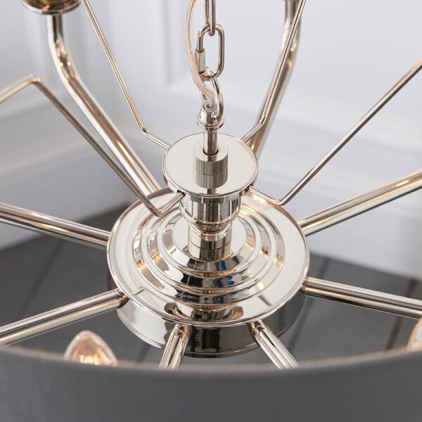 Endon 94415 - Lampadario a sospensione con catena HIGHCLERE 8xE14/40W/230V grigio/cromo lucido