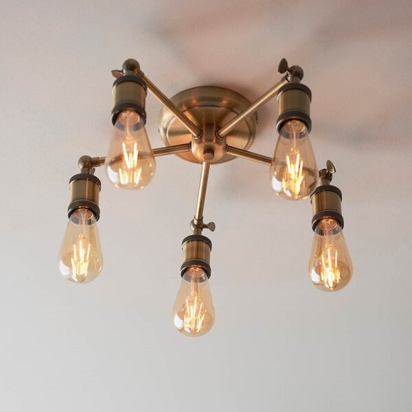 Endon 97244 - Lampada a 5 faretti HAL 5xE27/40W/230V in ottone