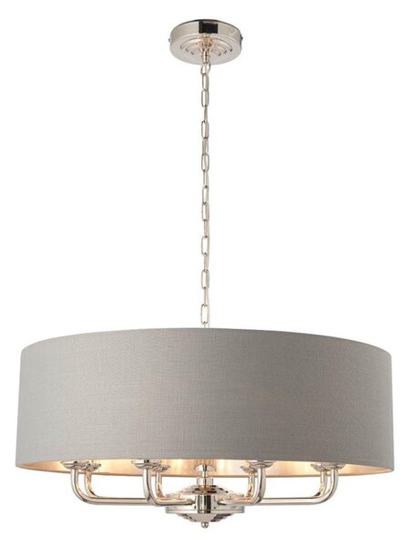 Endon 94415 - Lampadario a sospensione con catena HIGHCLERE 8xE14/40W/230V grigio/cromo lucido