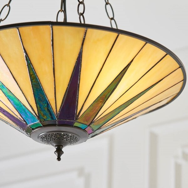 Endon 70754 - Lampadario a catena Tiffany DARK STAR 3xE27/60W/230V diam. 49 cm