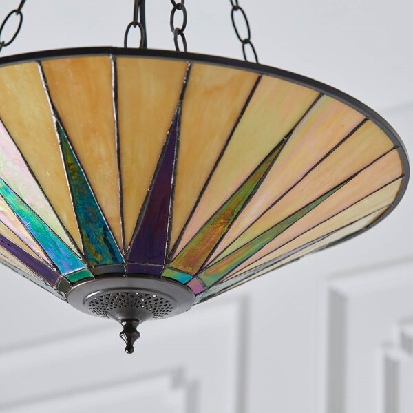 Endon 70754 - Lampadario a catena Tiffany DARK STAR 3xE27/60W/230V diam. 49 cm
