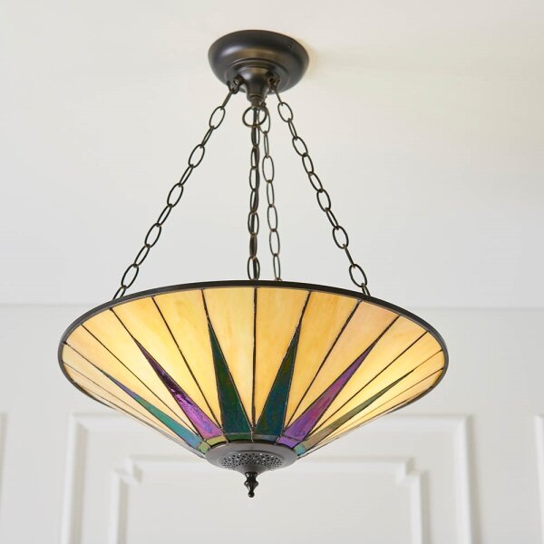 Endon 70754 - Lampadario a catena Tiffany DARK STAR 3xE27/60W/230V diam. 49 cm