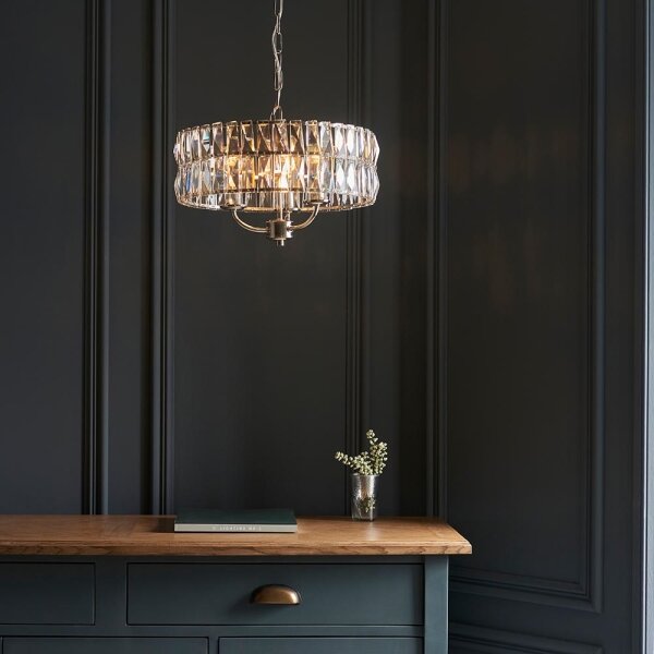 Endon 104466 - Lampadario a sospensione con catena CLIFTON 3xE14/6W/230V cromo lucido/limpido