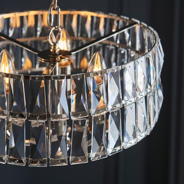 Endon 104466 - Lampadario a sospensione con catena CLIFTON 3xE14/6W/230V cromo lucido/limpido