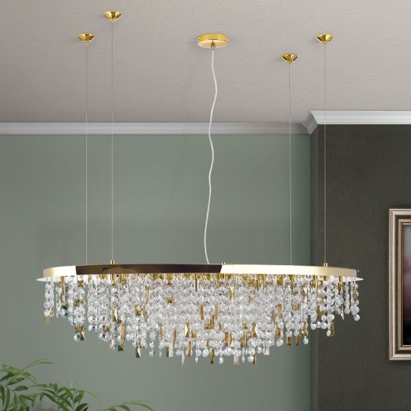 Orion - Lampadario di cristallo a sospensione CRYSTALRIVER 21xG9/40W/230V oro