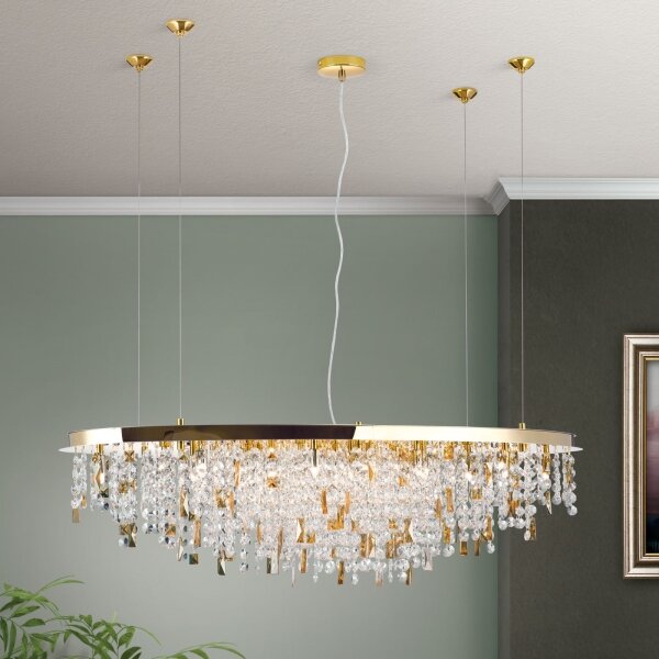 Orion - Lampadario di cristallo a sospensione CRYSTALRIVER 21xG9/40W/230V oro