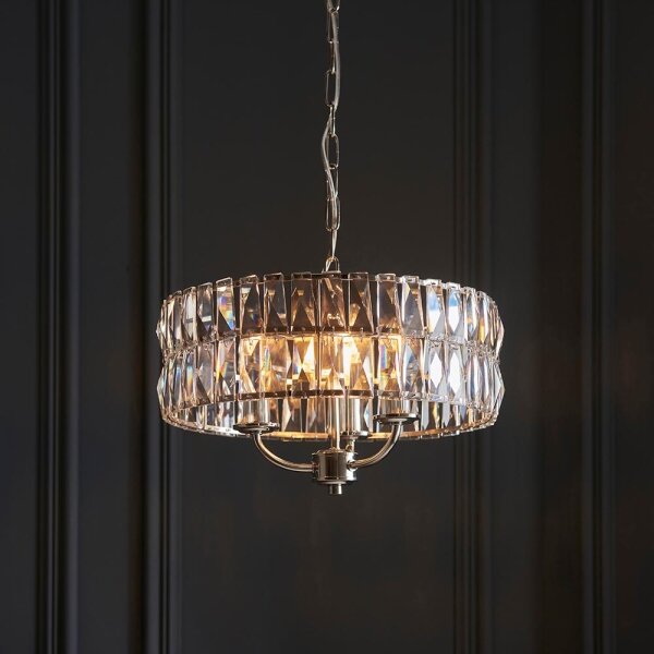 Endon 104466 - Lampadario a sospensione con catena CLIFTON 3xE14/6W/230V cromo lucido/limpido