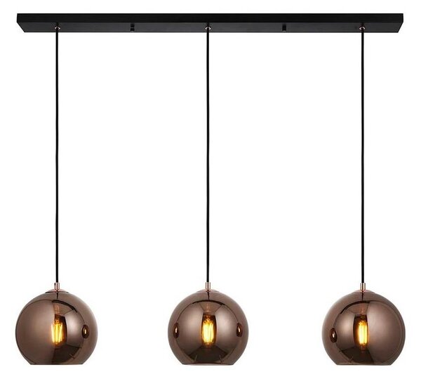 Endon 102929 - Lampadario a sospensione con filo BOLI 3xE27/10W/230V nero/fumé marrone