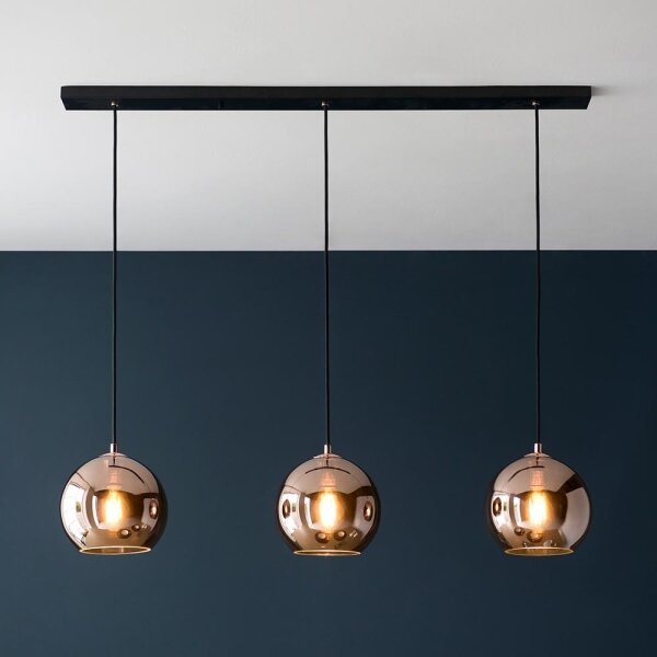 Endon 102929 - Lampadario a sospensione con filo BOLI 3xE27/10W/230V nero/fumé marrone