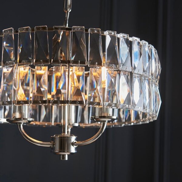 Endon 104466 - Lampadario a sospensione con catena CLIFTON 3xE14/6W/230V cromo lucido/limpido