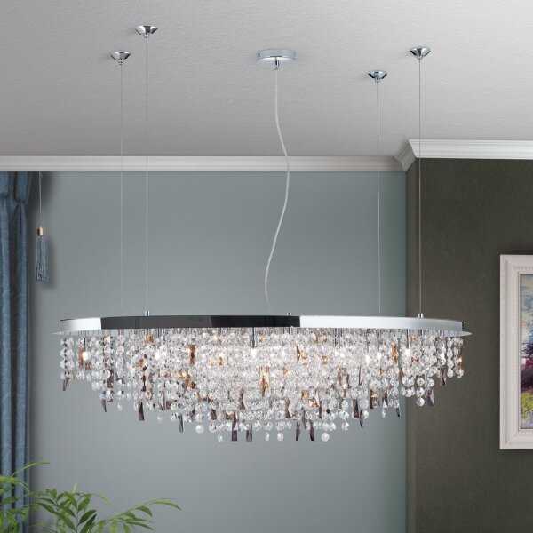 Orion - Lampadario di cristallo a sospensione CRYSTALRIVER 21xG9/40W/230V cromo lucido