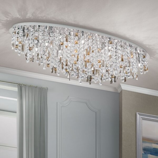Orion - Plafoniera di cristallo CRYSTALRIVER 21xG9/40W/230V cromo lucido