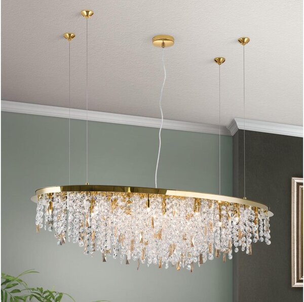 Orion - Lampadario di cristallo a sospensione CRYSTALRIVER 21xG9/40W/230V oro