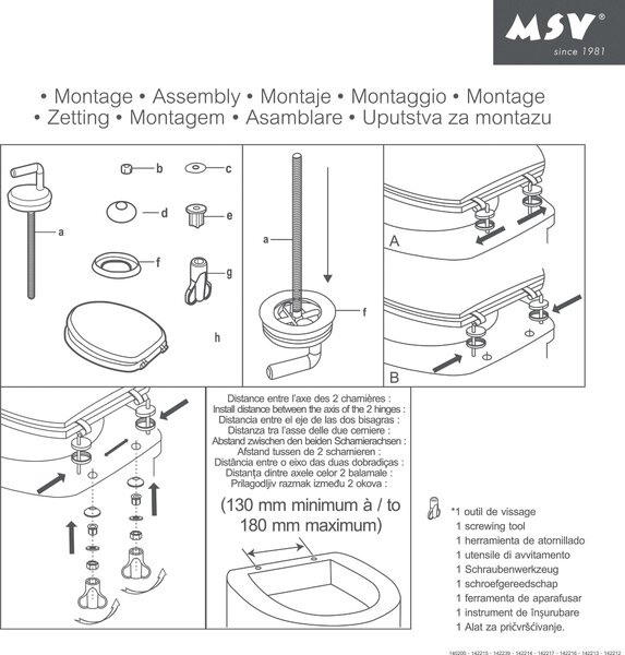 Sedile WC MSV Coperchio del WC Anima in legno MDF "Ombo Landhaus" Cerniere in acciaio inox - qualità elevata e stabile