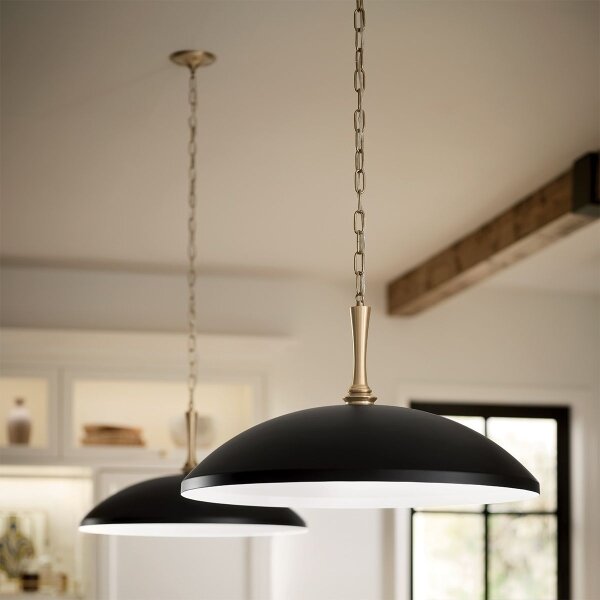 Kichler KL-DELAROSA-P-BK - Lampadario a sospensione con catena DELAROSA 1xE27/60W/230V nero/ottone