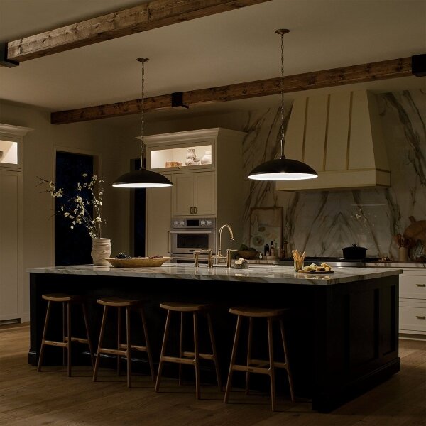 Kichler KL-DELAROSA-P-BK - Lampadario a sospensione con catena DELAROSA 1xE27/60W/230V nero/ottone