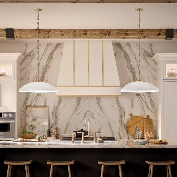 Kichler KL-DELAROSA-P-WH - Lampadario a sospensione con catena DELAROSA 1xE27/60W/230V bianco/ottone