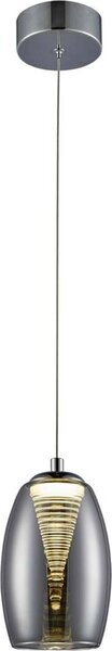 BRILLANTE lampada a sospensione LED Metropolis | elegante lampada a sospensione | vetro/metallo | cromo/vetro fumé | regolabile in altezza