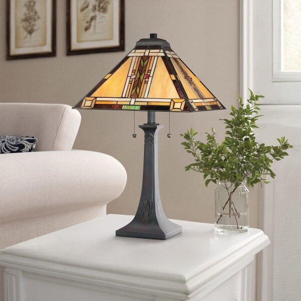Quoizel QZ-NAVAJO-TL-VB - Lampada da tavolo Tiffany NAVAJO 2xE27/60W/230V