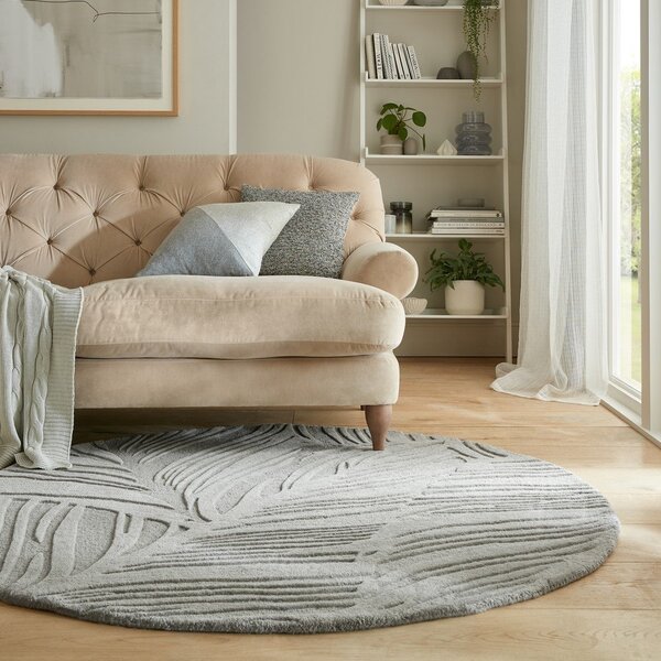 Tappeto rotondo in lana grigia ø 160 cm Leaf - Flair Rugs