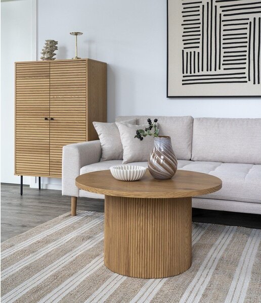 Tavolino rotondo effetto pioppo in colore naturale ø 80 cm Boavista - House Nordic