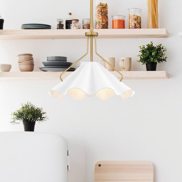 Quoizel QZ-MEJIA-1P-S-AB - Lampadario a sospensione con supporto rigido MEJIA 1xE27/60W/230V diametro 35,6 cm ottone