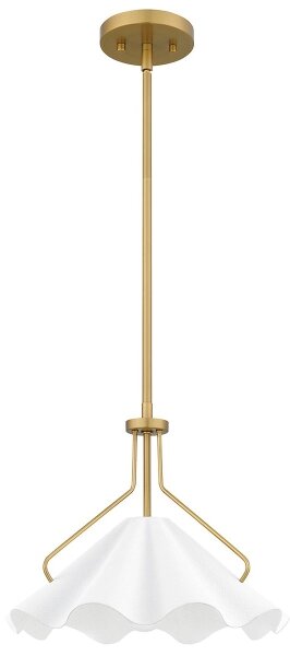 Quoizel QZ-MEJIA-1P-S-AB - Lampadario a sospensione con supporto rigido MEJIA 1xE27/60W/230V diametro 35,6 cm ottone