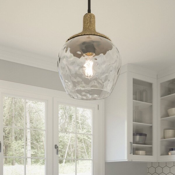 Quoizel QZ-ROYER-1P-MBK - Lampadario a sospensione con supporto rigido ROYER 1xE27/60W/230V diametro 30,2 cm