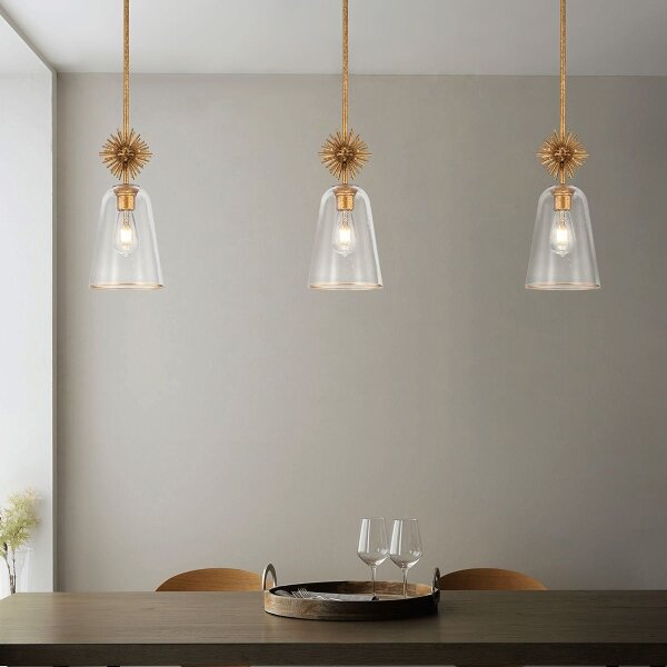Quoizel STARING-MP-DG-CLEAR-Lampadario STARING 1xE27/40W/230V diametro 18,4 cm oro/limpido