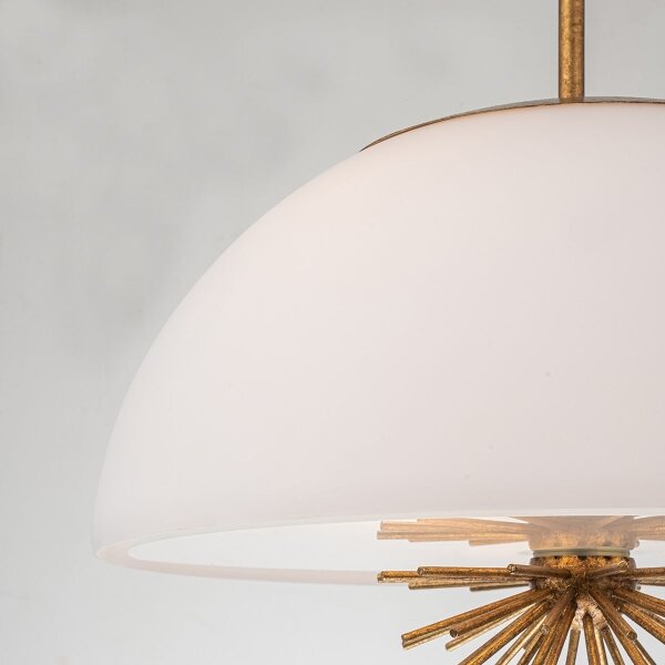 Quoizel STARING-3P-DG-OPAL-Lampadario a sospensione con supporto rigido STARING 3xE14/40W/230V diametro 45,7cm oro