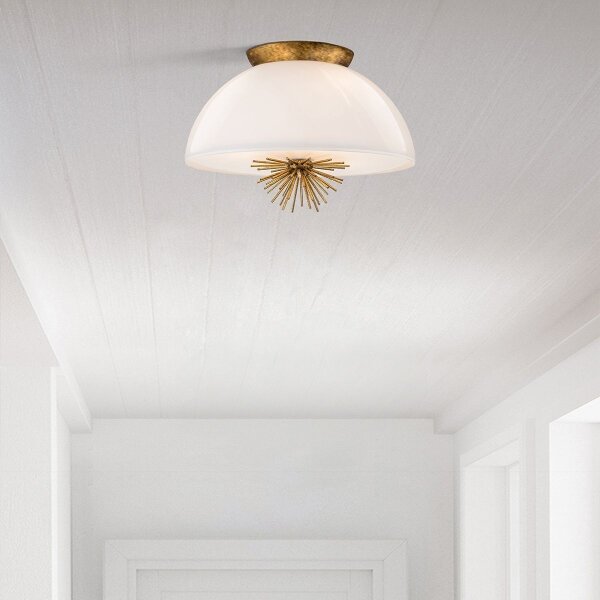 Quoizel STARING-3P-DG-OPAL-Lampadario a sospensione con supporto rigido STARING 3xE14/40W/230V diametro 45,7cm oro