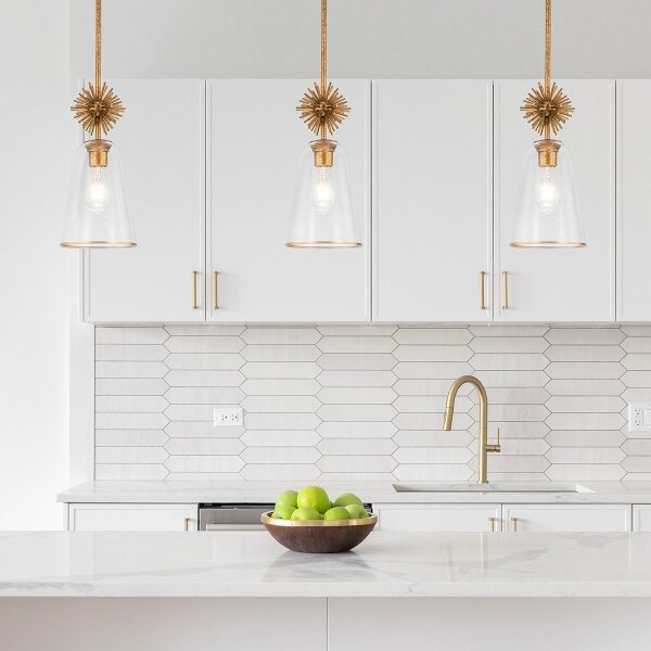 Quoizel STARING-MP-DG-CLEAR-Lampadario STARING 1xE27/40W/230V diametro 18,4 cm oro/limpido