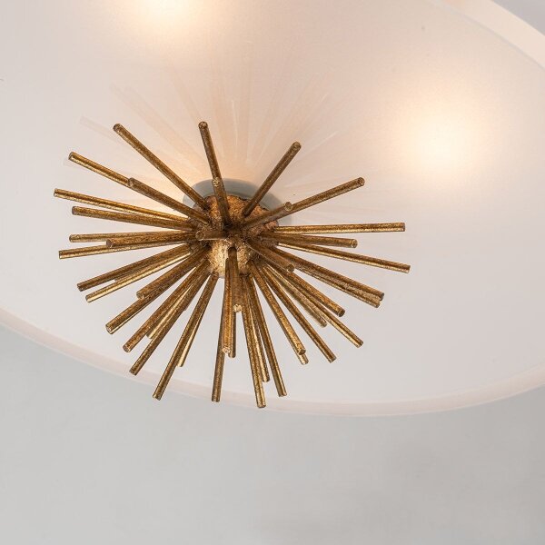 Quoizel STARING-3P-DG-OPAL-Lampadario a sospensione con supporto rigido STARING 3xE14/40W/230V diametro 45,7cm oro